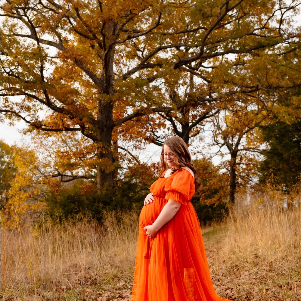 Vibrant Orange Maternity Dress